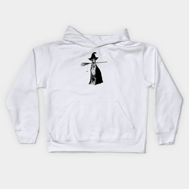 Greyhound Witch Kids Hoodie by Tasmin Bassett Art